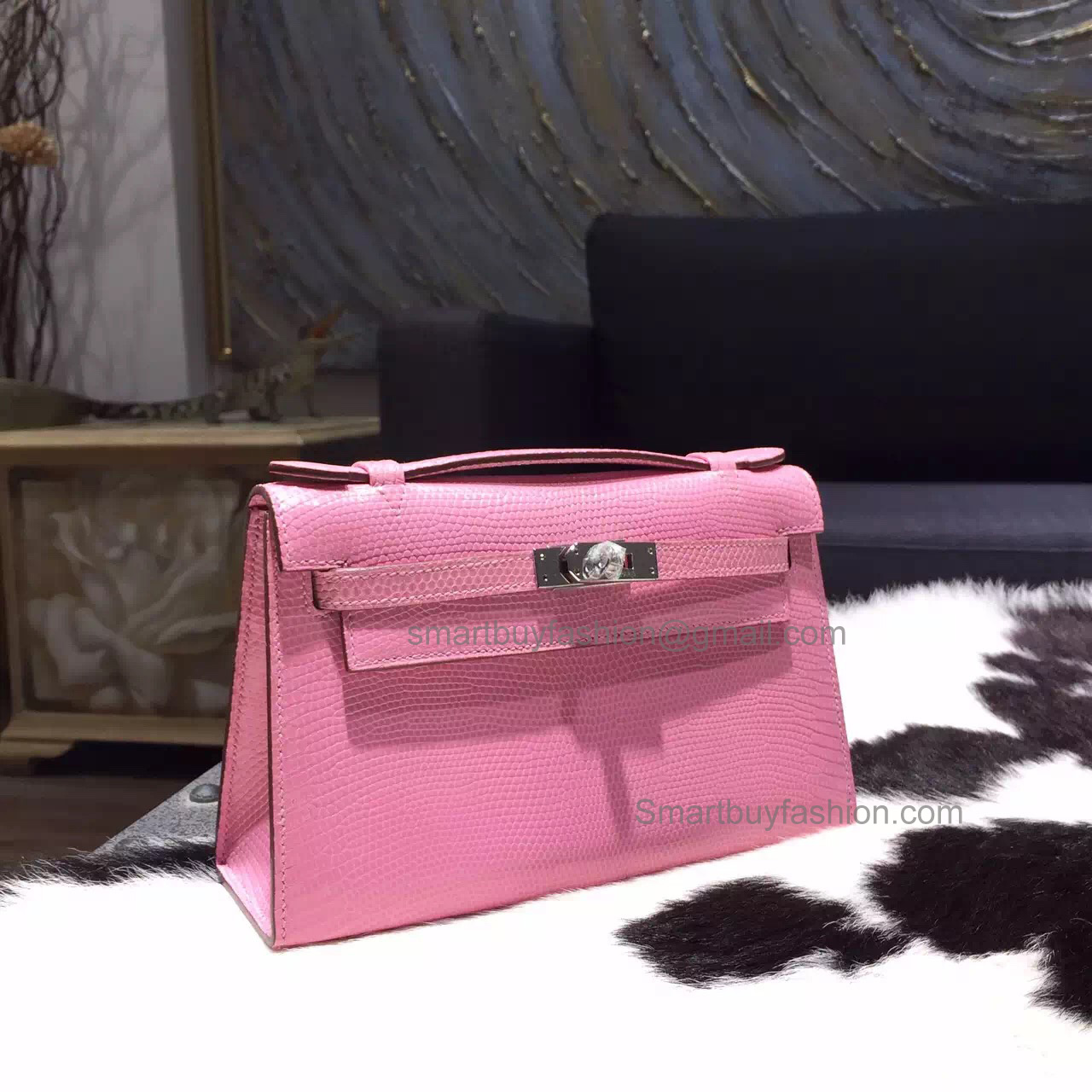 Copy Hermes Mini Kelly Pochette 22 Bag Handmade in Pink Lizard PHW