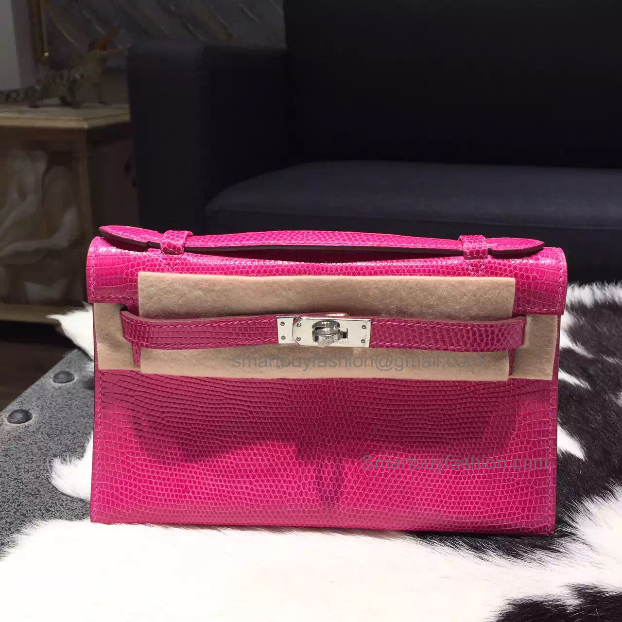 Copy Hermes Mini Kelly Pochette 22 Bag Handmade in 5j Fuschia Pink PHW