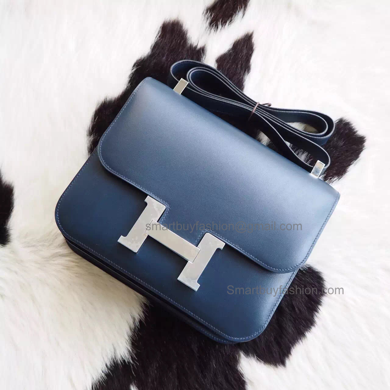 Best Copy Hermes Constance 23 Bag Handmade in ck73 Blue Saphir Box Calfskin PHW