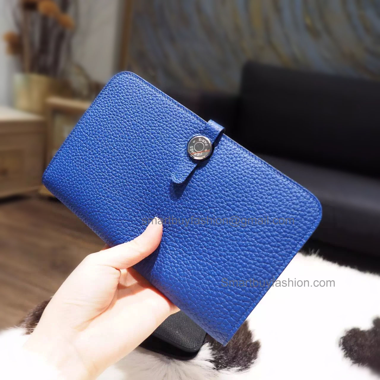 Hermes Dogon Combined Wallet Handmade in 7t Blue Electric Togo Calfskin PHW