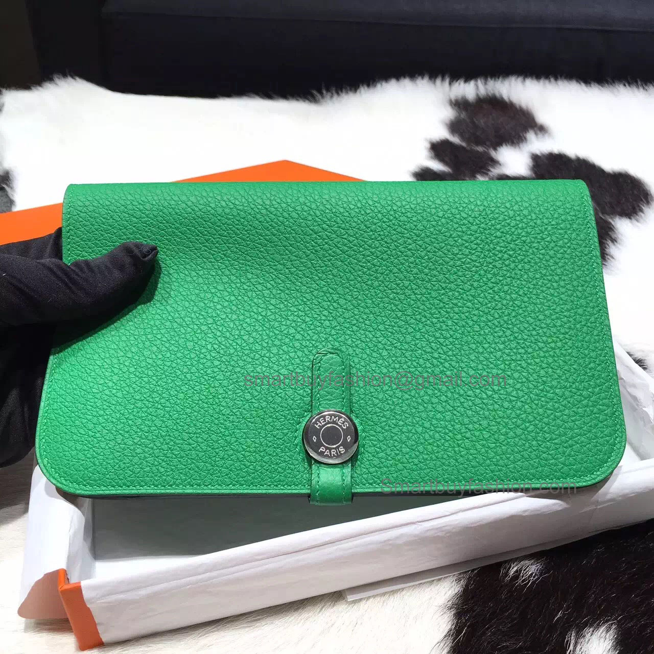 Hermes Dogon Combined Wallet Handmade in 1k Bambou Togo Calfskin PHW