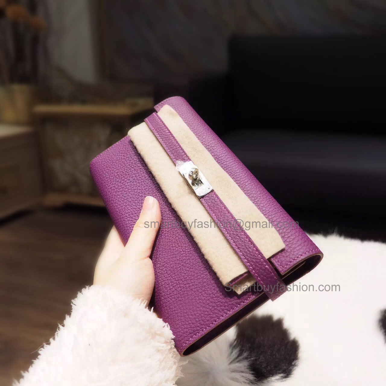 Hermes Kelly Long Wallet Handmade in p9 Anemone Togo Calfskin PHW