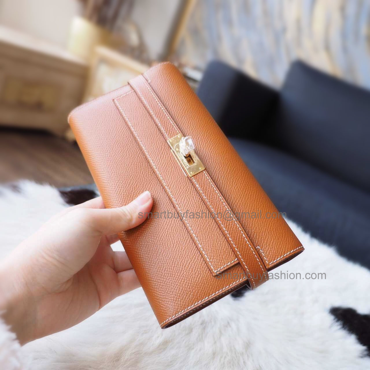 Hermes Kelly Long Wallet Handmade in ck37 Gold Epsom Calfskin GHW