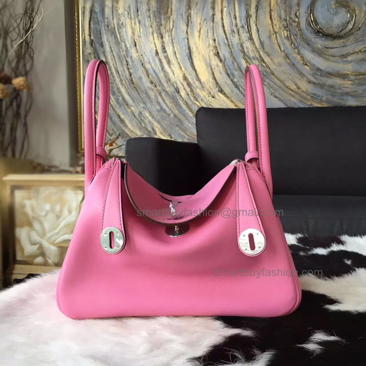 Handmade Hermes Lindy 26cm Copy Bag in 5p Pink Swift Calfskin PHW