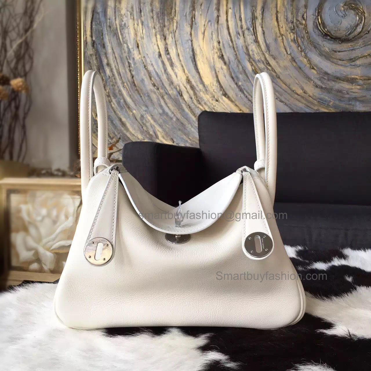 Handmade Hermes Lindy 26cm Copy Bag in cc10 Craie Swift Calfskin PHW