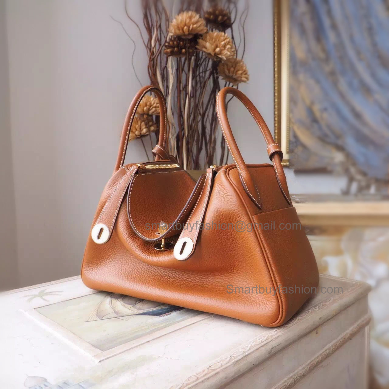 Handmade Hermes Lindy 26cm Copy Bag in ck37 Gold Clemence Calfskin GHW