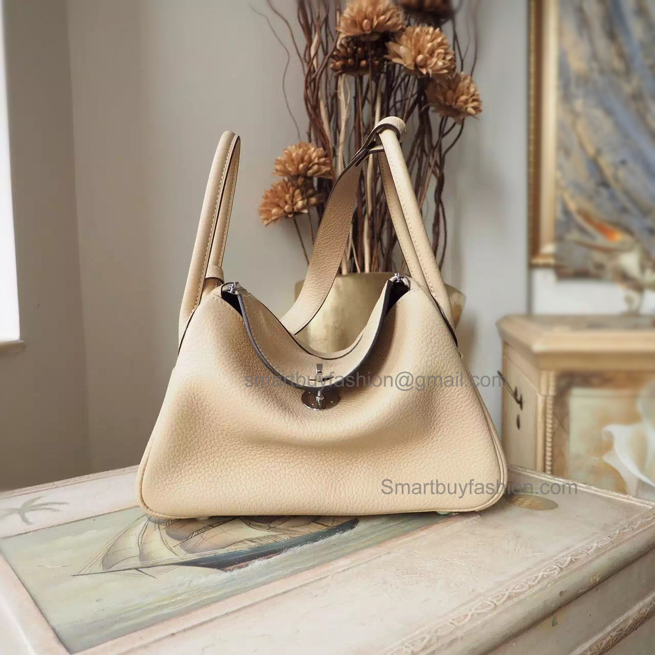 Handmade Hermes Lindy 30 Copy Bag in 3c Parchemin Clemence Calfskin PHW