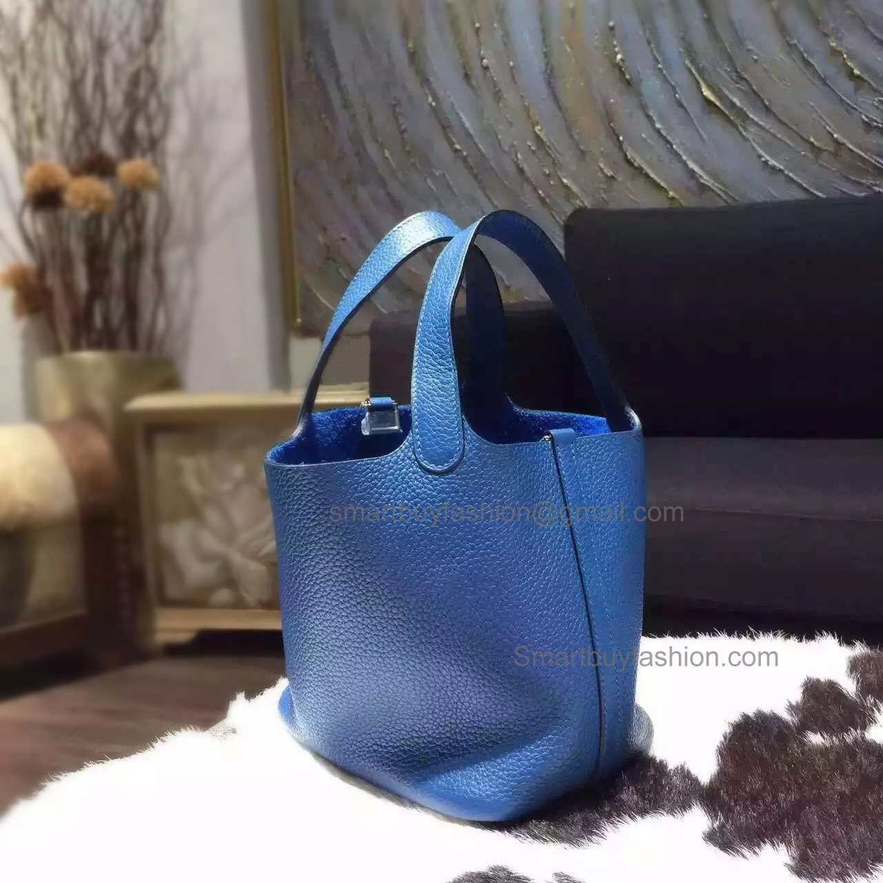 Handmade Hermes Picotin Lock 18 Tote in s7 Blue de Galice Taurillon Clemence